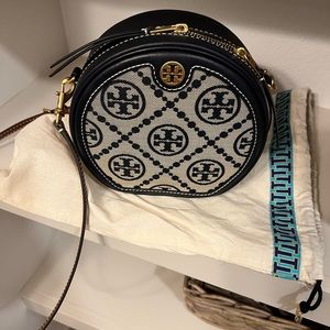 Tory Burch T monogram jacquard moon bag